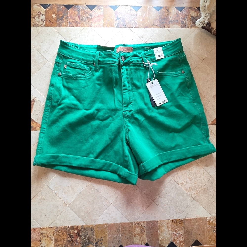 Green Denim Shorts